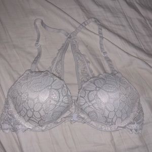 PINK • white lace push up bra